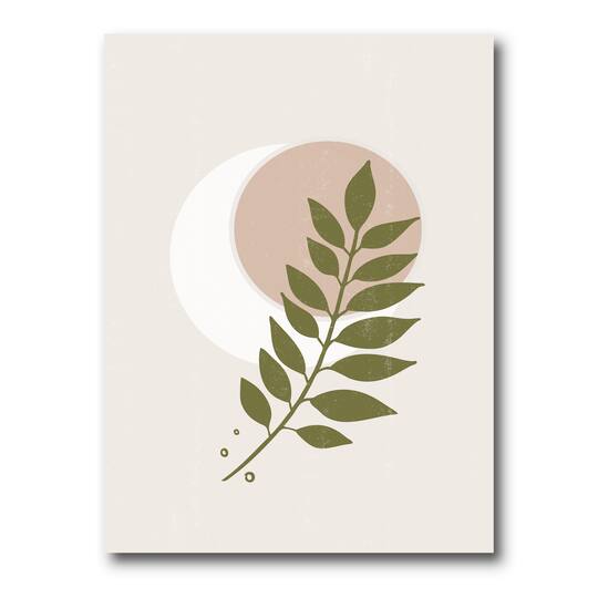 Designart - Abstract Geometrical Moon With Leaf IV